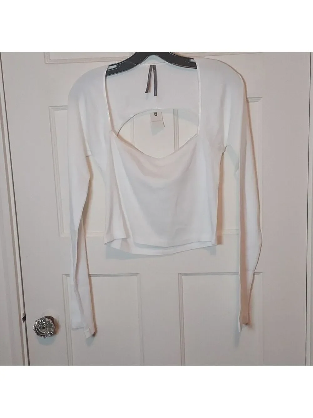 Anthropologie Long Sleeve Knit Crop Top Light Sand